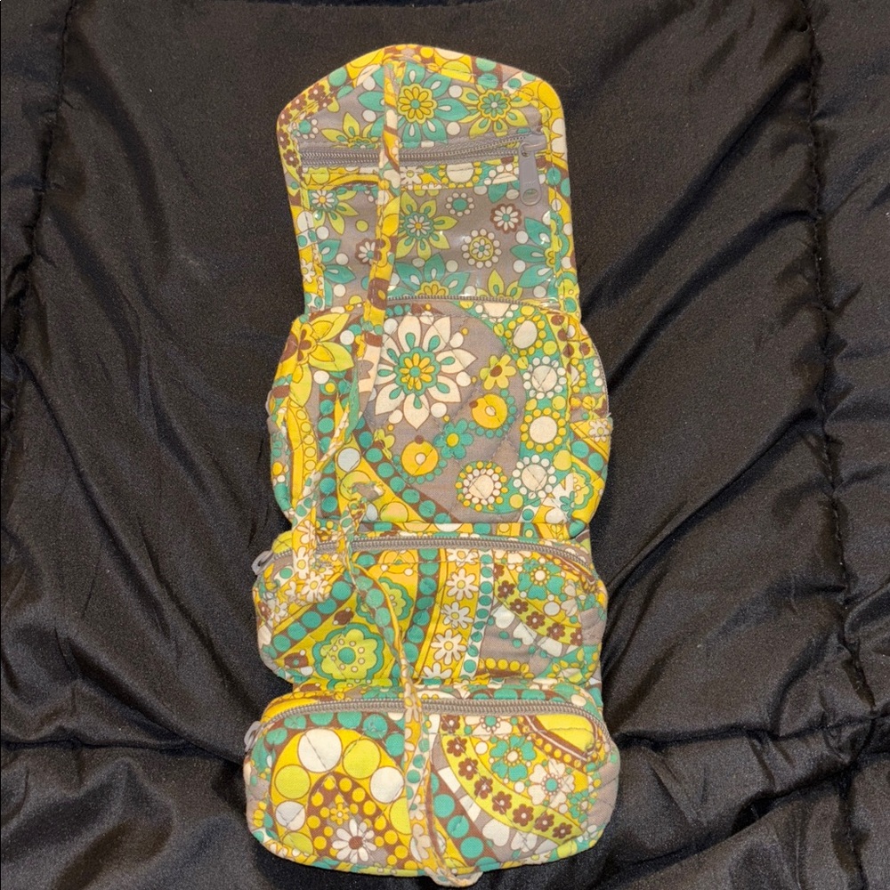 Vera Bradley Lizzy Lemon Parfait Mini Travel Jewelry Pouch Roll Case